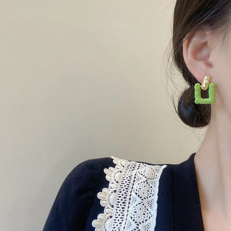 Green Square Studs