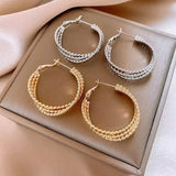 Triple Layer Bead Style Hoop Earrings