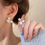 Cute Gradient Color Crystal Butterfly Stud Earrings