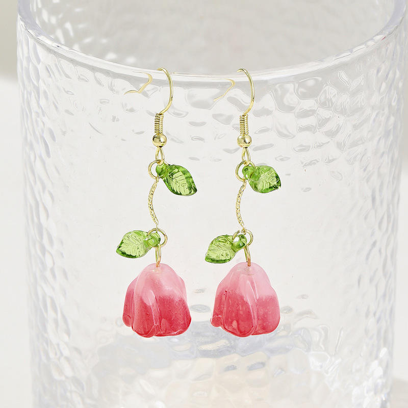 Leaf & Tulip Hanging Earrings