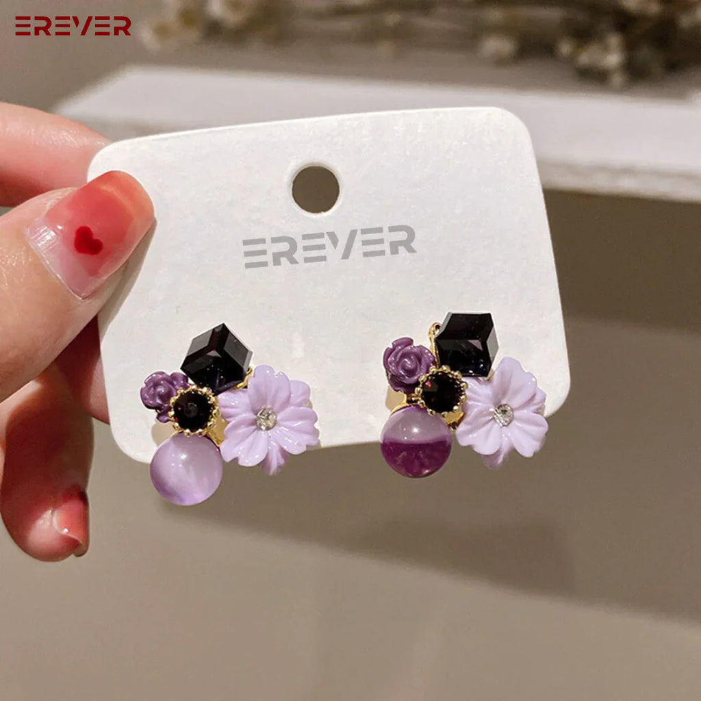 Purple Flower Studs Korean earring for Cuties