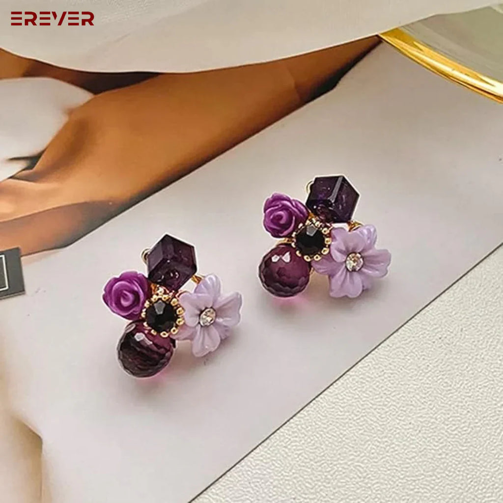 Purple Flower Studs Korean earring for Cuties