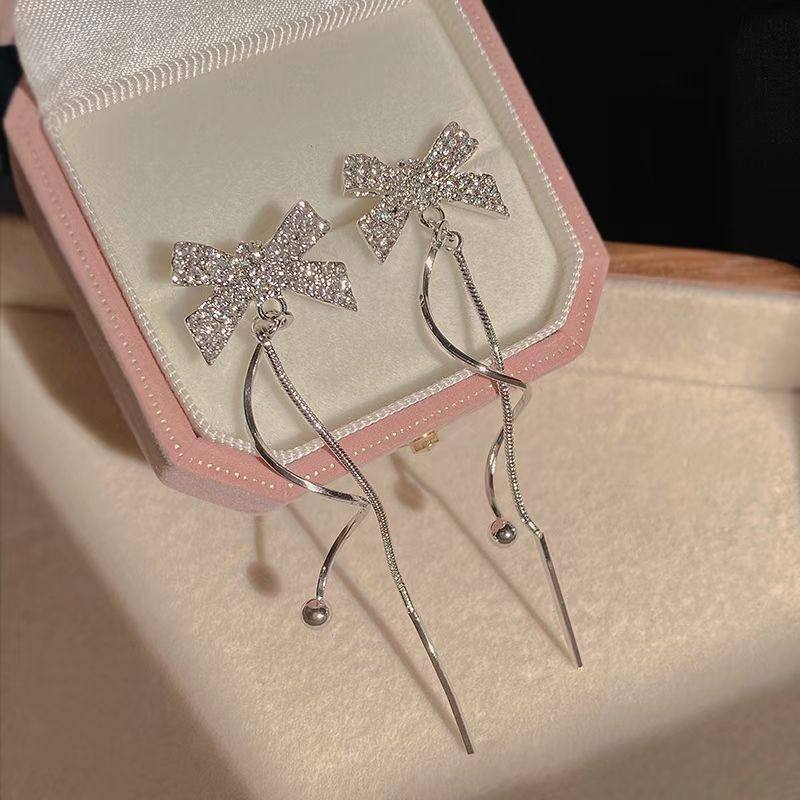 BowKnot Twisted Tassel Long Earrings