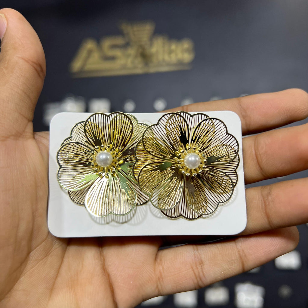 Gold Plated Flower Stud Earrings