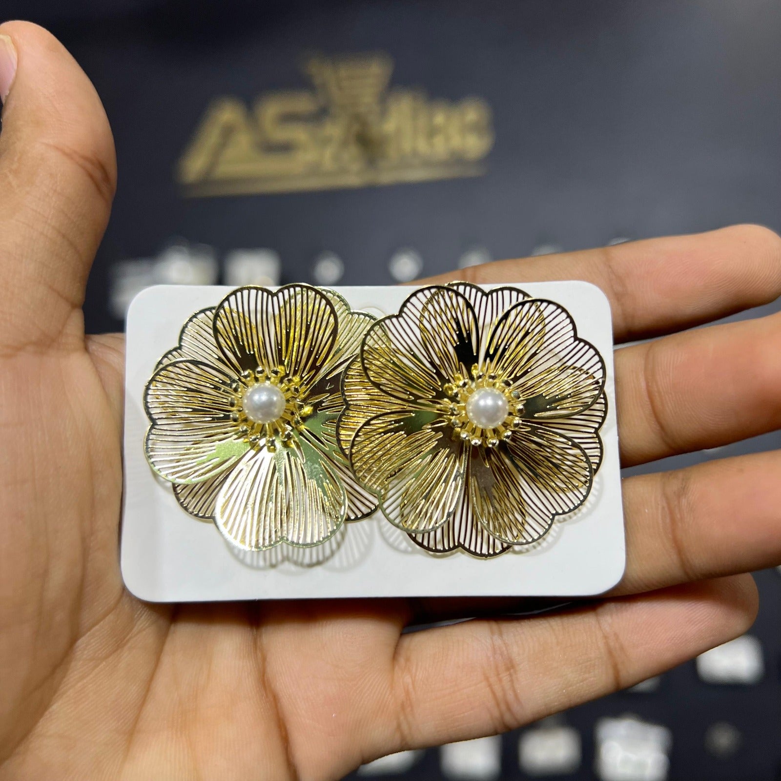 Gold Plated Flower Stud Earrings