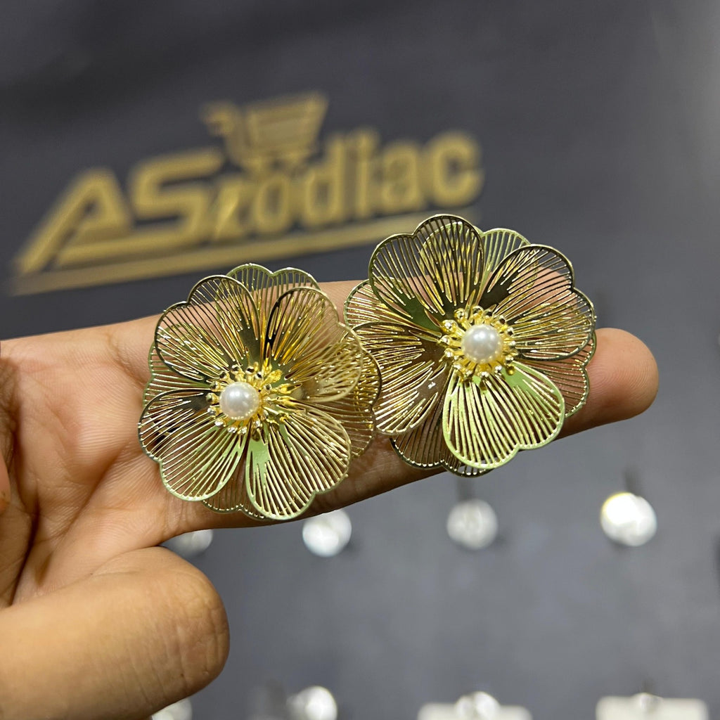 Gold Plated Flower Stud Earrings