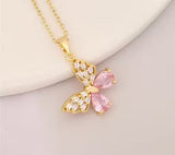 Korean butterfly necklace with gold color plated chain