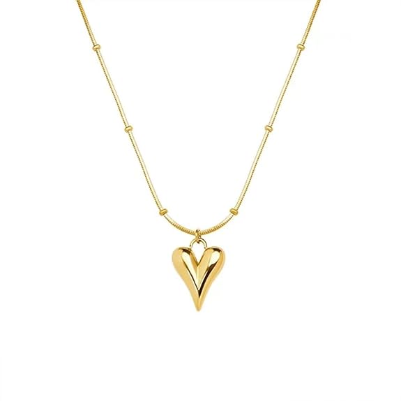 Heart Pendant Necklace for girls Stainless Steel Beaded