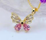 Korean butterfly necklace with gold color plated chain