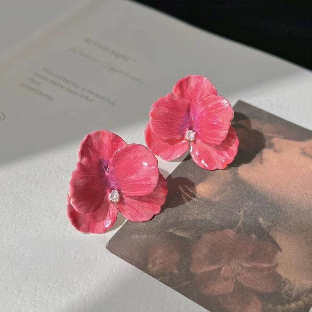 Butterfly Flower 3D Petal Oil-dripping Stud Earrings