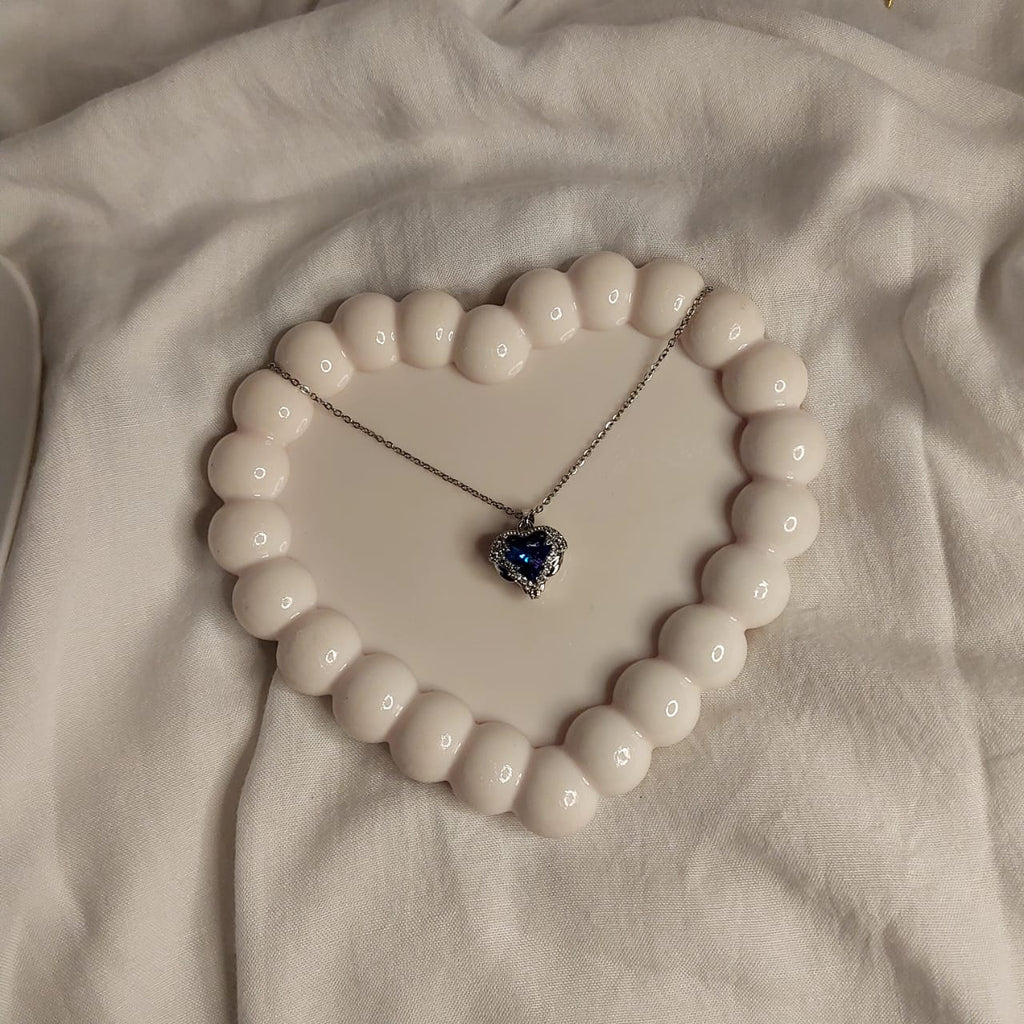 💙 Ocean Heart Crystal Pendant Necklace ✨️