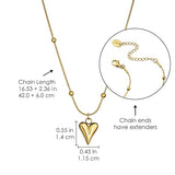 Heart Pendant Necklace for girls Stainless Steel Beaded