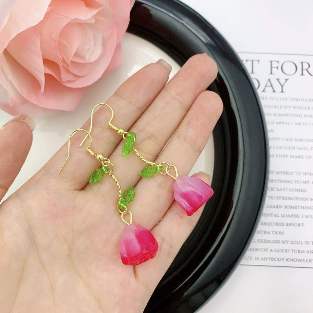 Leaf & Tulip Hanging Earrings
