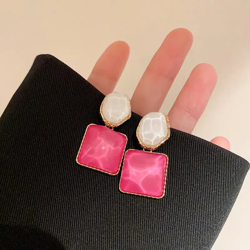 Pink Crystal Drop Earrings