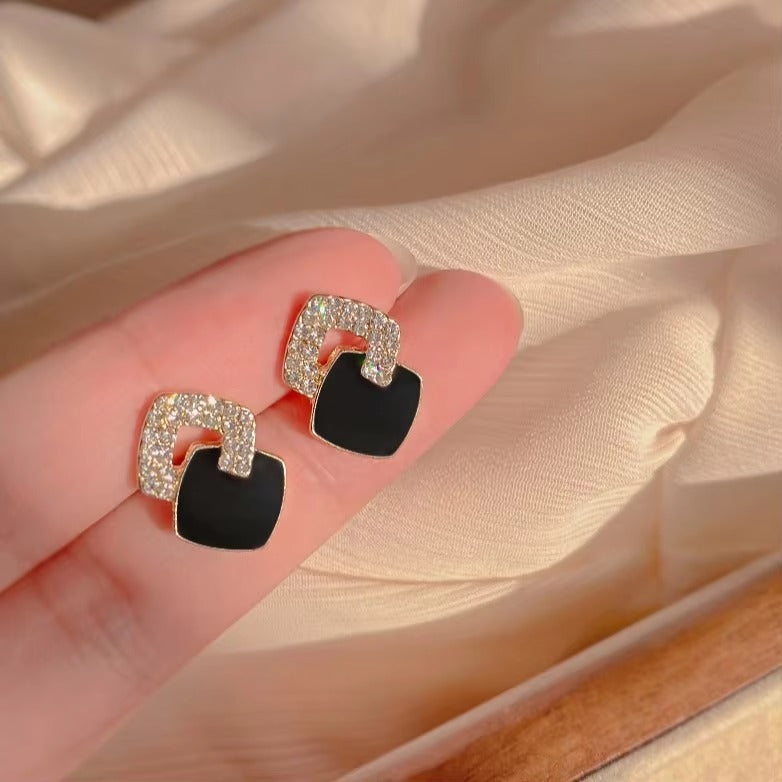 Cross Geometric Square Stud Earrings