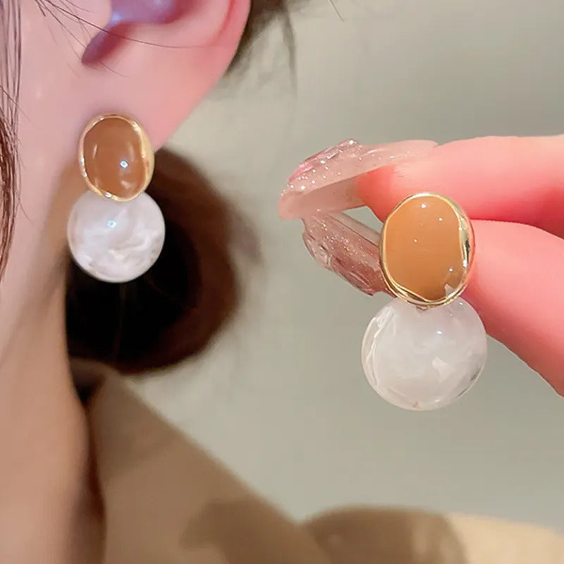 ⚪ Geometric Round Contrast Enamel Earrings