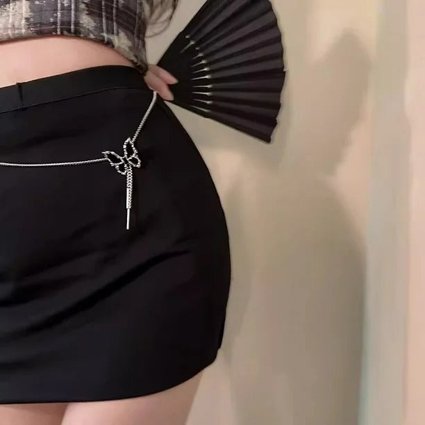 Adjustable Black Butterfly Long Chain Necklace