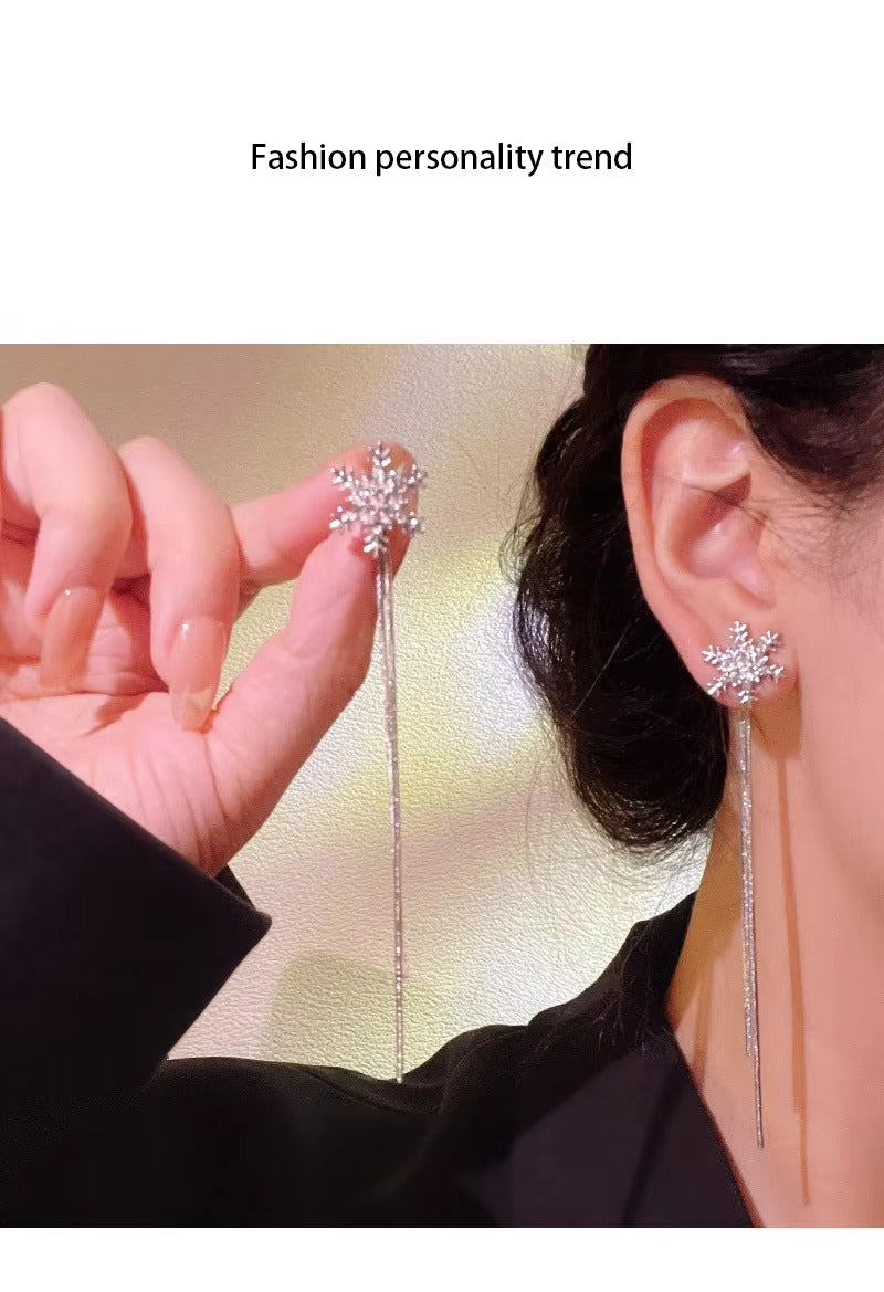 Snowflake Tassel Long Earrings