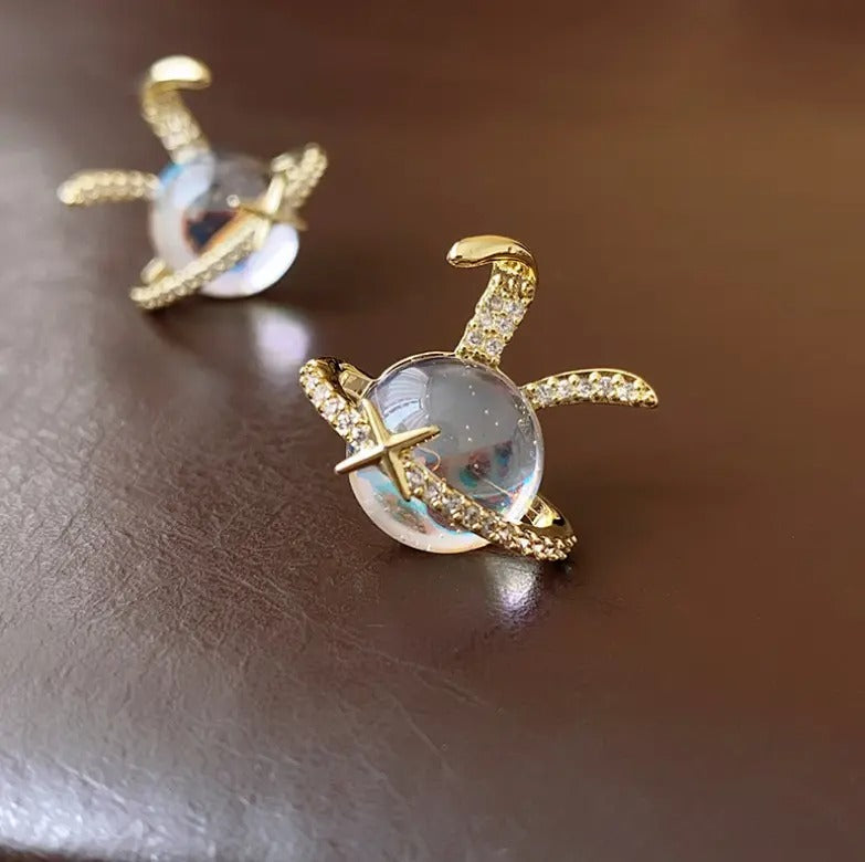 Cute Rabbit Ear Magic Crystal Stud Earrings