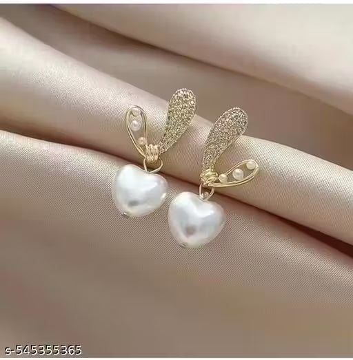 Korean Vintage Crystal Pearl Heat Earring