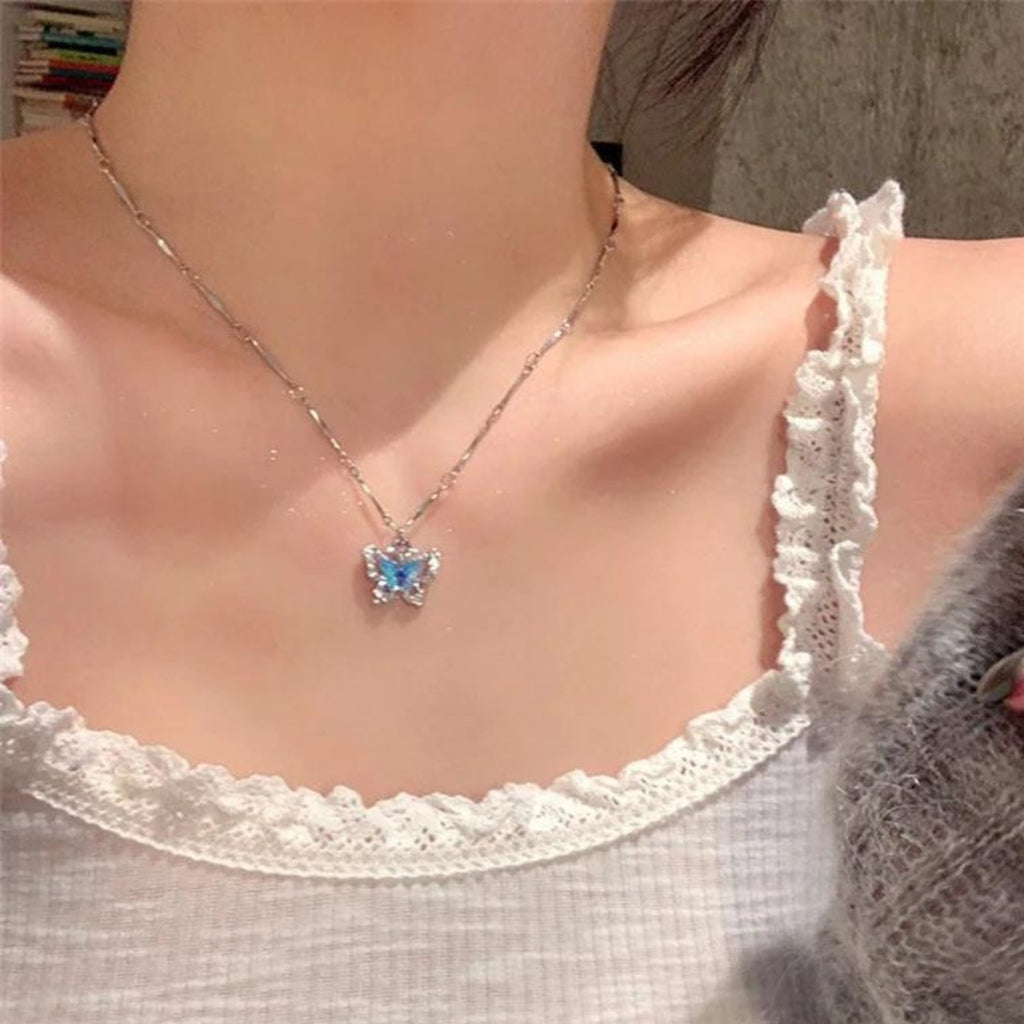 Blue Butterfly Necklace