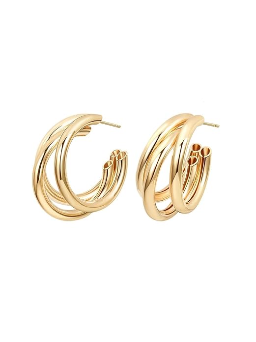 Korean Earrings Triple Balie Shape Unique Earrings
