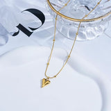 Heart Pendant Necklace for girls Stainless Steel Beaded