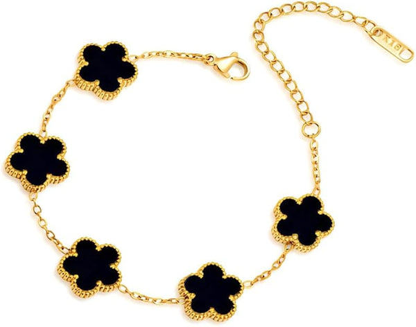 Black Cloverr Bracelet for Girls | Korean Styles Adjustable Chain Bracelet | Trendy Dailywear Jewelry