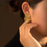 Stylish Geometric Flower Petals Statement Jewelry Stainless Steel Stud Earrings