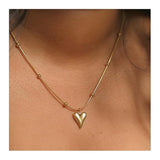 Heart Pendant Necklace for girls Stainless Steel Beaded