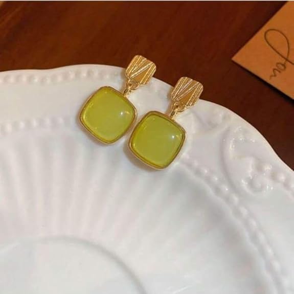 Green Crystal Drop Earrings for Women | Stylish Danglers