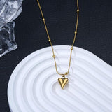 Heart Pendant Necklace for girls Stainless Steel Beaded