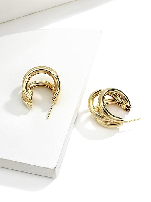 Korean Earrings Triple Balie Shape Unique Earrings