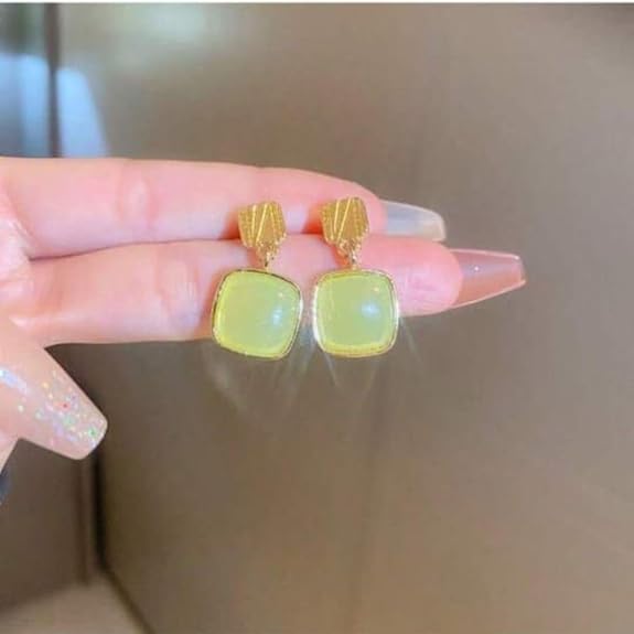 Green Crystal Drop Earrings for Women | Stylish Danglers