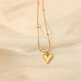 Heart Pendant Necklace for girls Stainless Steel Beaded