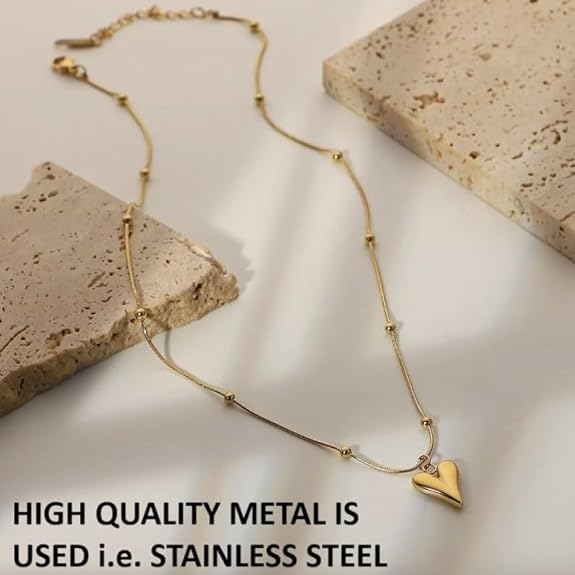 Heart Pendant with Chain | Fashion Jewellery Classic Heart Charm Necklace for girls pendant combo set