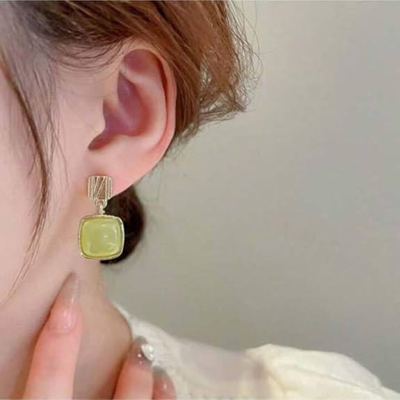 Green Crystal Drop Earrings for Women | Stylish Danglers