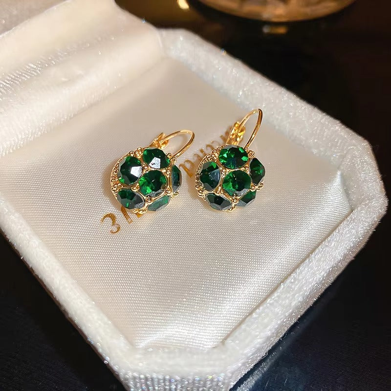 Green Crystal Ball Earring