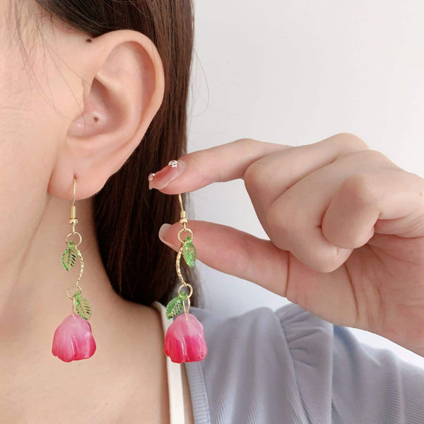 Leaf & Tulip Hanging Earrings