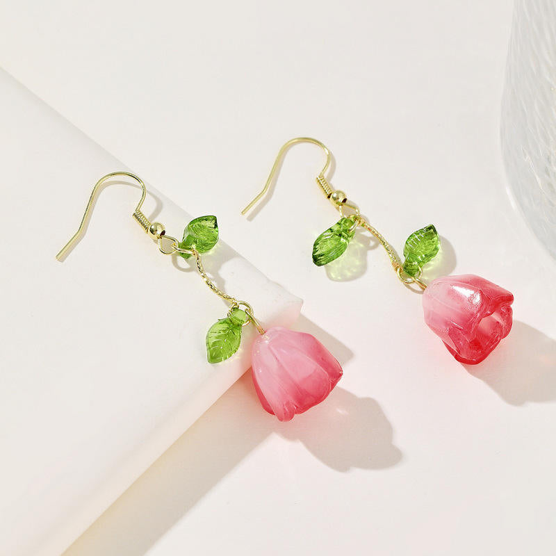 Leaf & Tulip Hanging Earrings