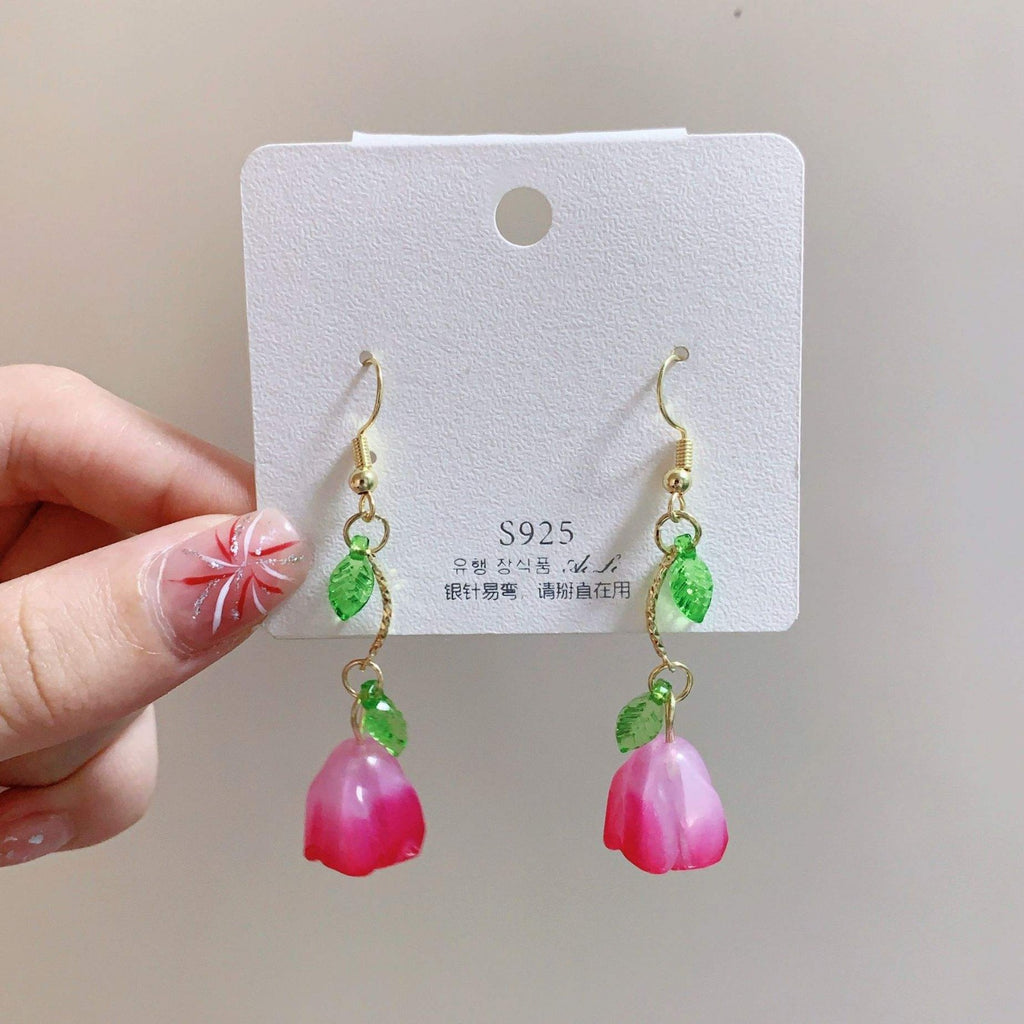 Leaf & Tulip Hanging Earrings