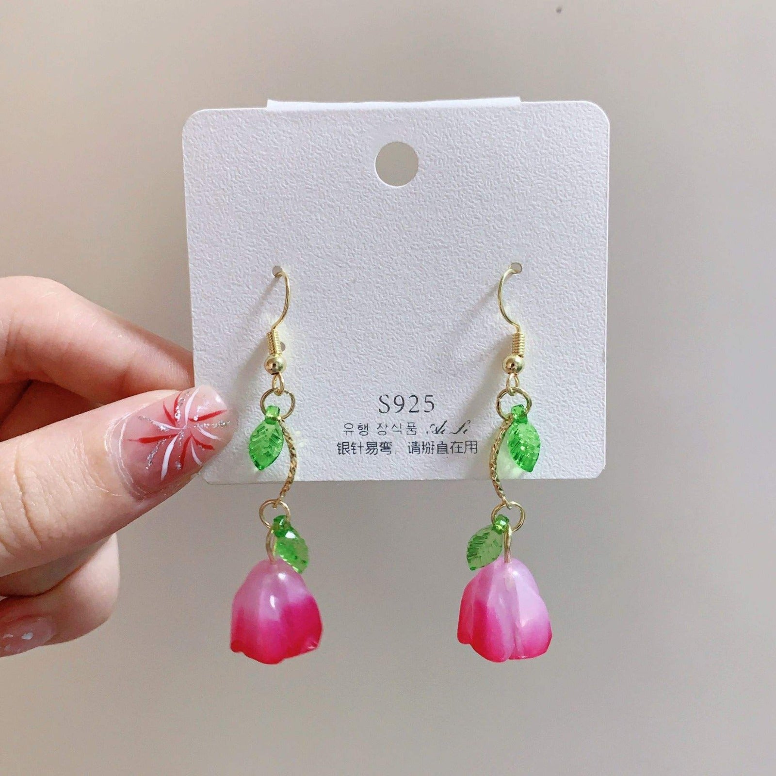 Leaf & Tulip Hanging Earrings