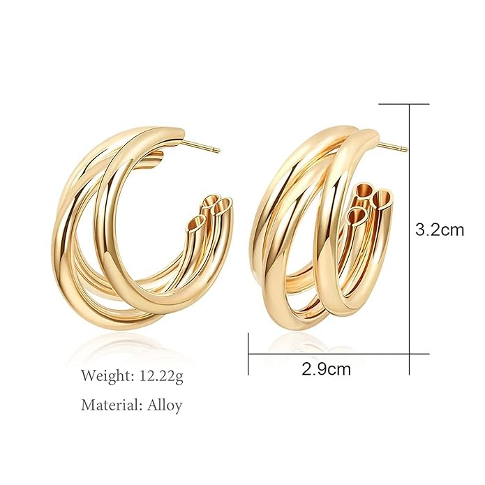 Korean Earrings Triple Balie Shape Unique Earrings