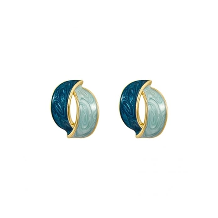 western blue green leaf geometric Stud Earrings