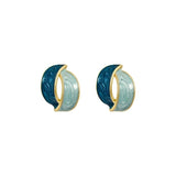 western blue green leaf geometric Stud Earrings