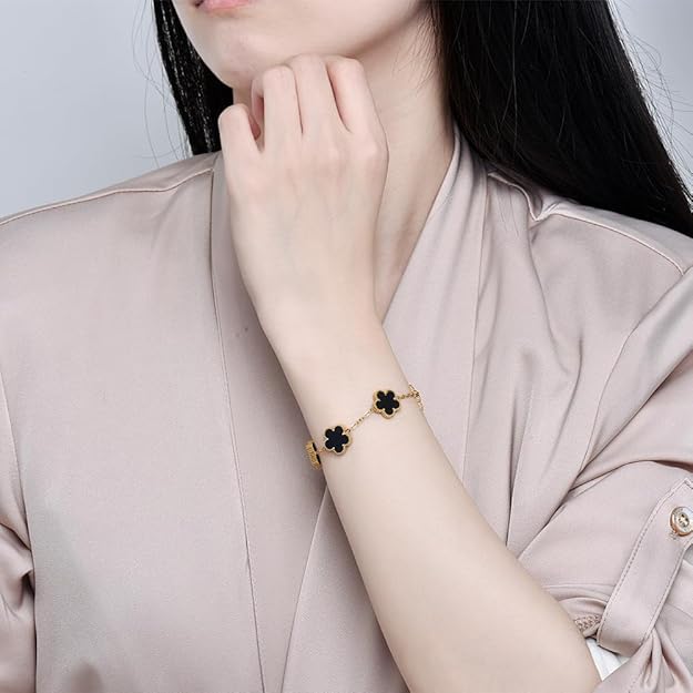 Black Cloverr Bracelet for Girls | Korean Styles Adjustable Chain Bracelet | Trendy Dailywear Jewelry