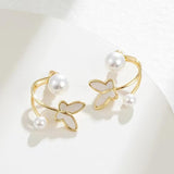 Elegant Enamel Drop Korean Butterfly Earrings – Pearl Stud