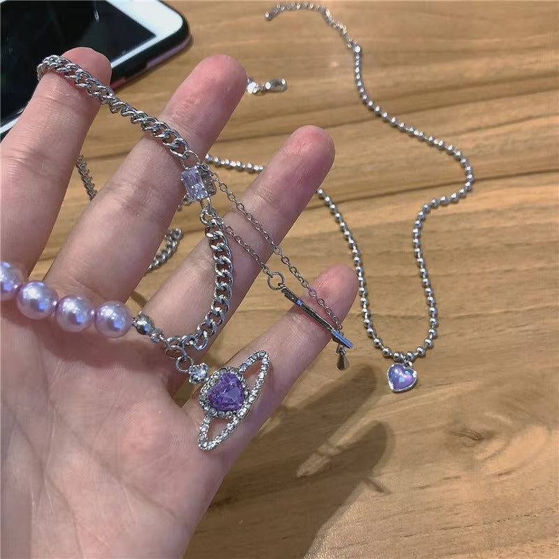 Lavender Love Planet Pearls Necklace