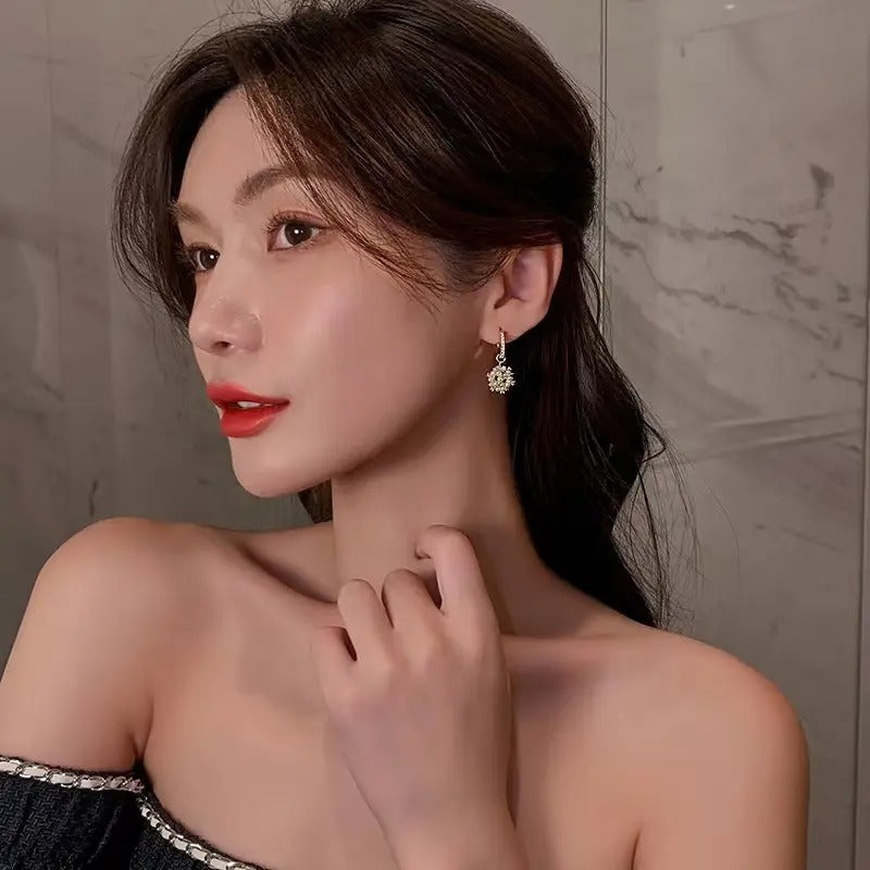 Pearl & Stone Ball Drop Huggie Earrings