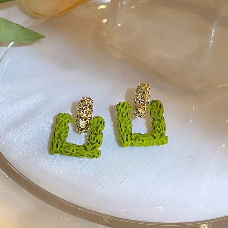 Green Square Studs